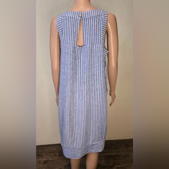ForCynthia Linen Blend Striped Knee Length Shift Dress M - Picture 3 of 11